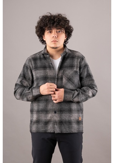 Bican Cepli Oversize Erkek Oduncu Gömlek