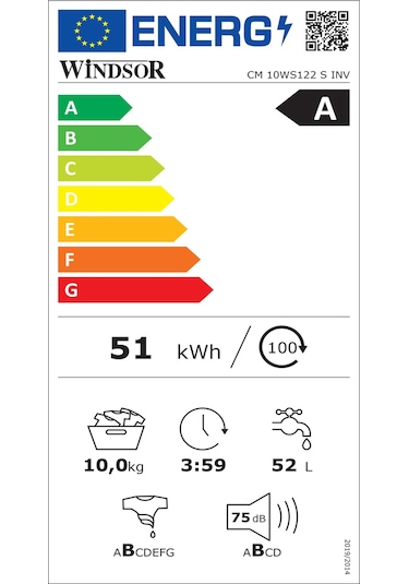 Windsor CM 10WS122 S INV 1200 Devir 10 KG Inverter Çamaşır Makinesi