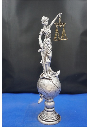 Themis Adalet Terazisi Heykeli 35 Cm Dekoratif Ev & Ofis Biblosu Gümüş