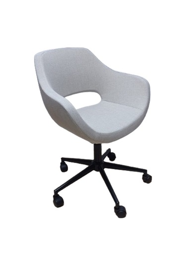 Bilgisayar Çalışma Sandalyesi Döküm Süngerli Krem Keten Kumaş