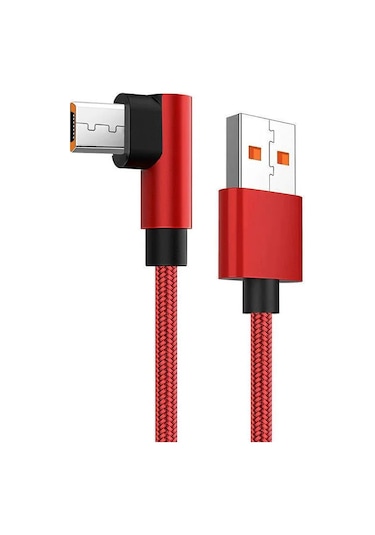 Nnbılı 90 Derece Mikro Usb Kablosu Samsung Uyumlu S7 Xiaomi Hızlı Şarj 2.4a 1m/2m/3mkırmızı1.5m