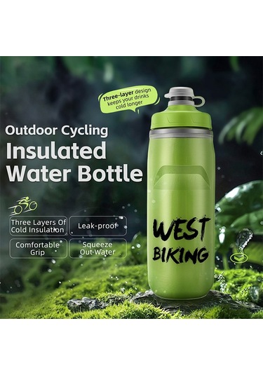 West Bıkıng Yp0721047 Yalıtımlı Pp+Silikon Sıkılabilir Su Şişesi Bisiklet Içme Bardağı Bpa Içermez Fda Sertifikalı Değil - Mavi