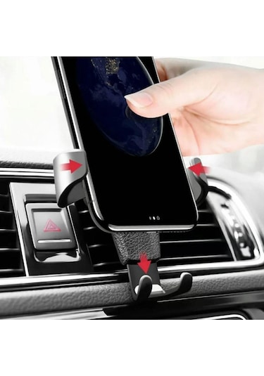 Ams Net Araç İçi Klima Izgarasına Takılabilen Plastik Oto Telefon Tutucu Gravity Siyah