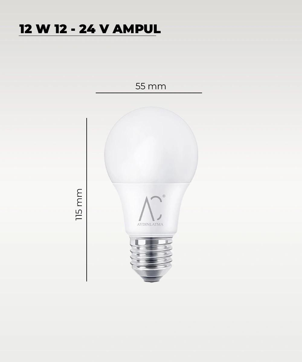 12w 12-24v Ampul 6500k - Beyaz Işık - E-27 Duy Beyaz