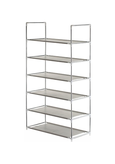 Tenfowee 6 Katmanlı Pratik Ayakkabı Rafı - Paslanmaz Boru Ve Dokumasız Kumaş İle Dayanıklı Depolama Çözümü Gri