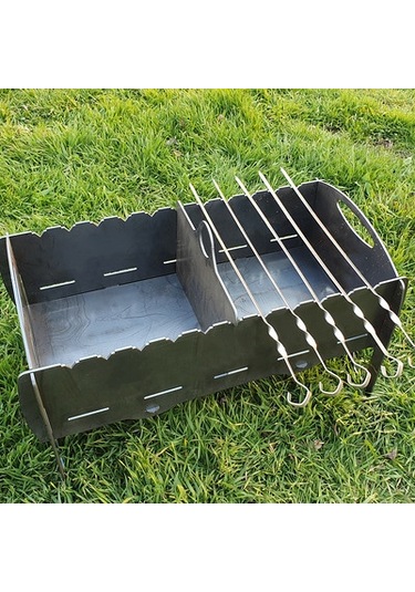 Portatif Çift Bölmeli Dayanıklı Ağır Ve Büyük Uzun Ömürlü Mangal Siyah