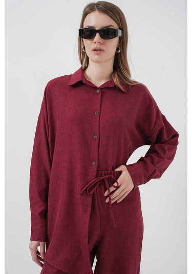 Gabria Keten Ön Düğmeli Takım Bordo