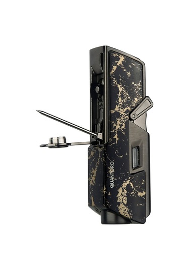 Quantoro Tek Torch Pürmüz Delicili/iğneli Siyah Gold Desenli Metal Puro Çakmağı