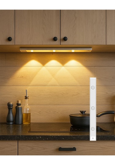 40 Cm Şarjlı Hareket Sensörlü Üç Renk Modlu Led Mutfak, Tezgah Arası, Raf, Beyaz Kasa Diğer