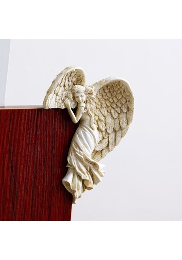 Fortunelane Saçma Resin Mavi Yanaçlı Melek Kapı Çerçevesi Dekorasyonu - Oturma Odası, Yatak Odası, Ofis Dekoru, Misafir Memnun Ed