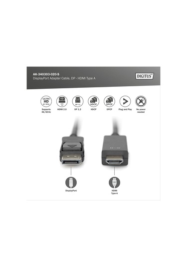 Dıgıtus Displayport Adaptör Kablosu, Dp - Hdmı A Tip