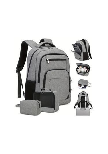 Cordial Gri Erkek Kadın Omuz Çantası Gençler İçin 39 62 Cm Laptop Sırt Çantası İş Üniversite Seyahat Günlük Kullanım Üç Parçalı Set Gri