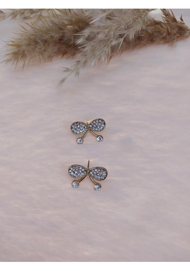 Hdmarketim Kelebek Swarovski Taşlı İncili Doğa Temalı Küpe Çok Renkli