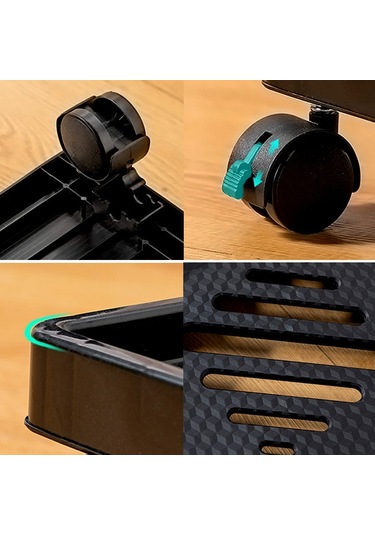 Sones Bilgisayar Ana Bilgisayar Braketi Masaüstü Şasi Mobil Tepsi Tabanı Yükseltme Rafı Makaralı, Özellikler: Evrensel Tekerlek + Düz Tekerlek