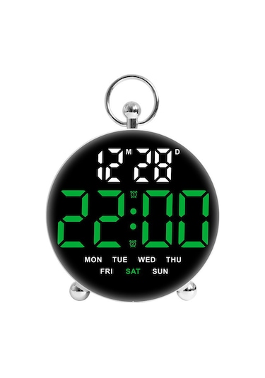 8029 Led Dijital Çalar Saat Çok Fonksiyonlu Öğrenci Elektronik Masa Saati Büyük Ekranlı - Yeşil Yeşil