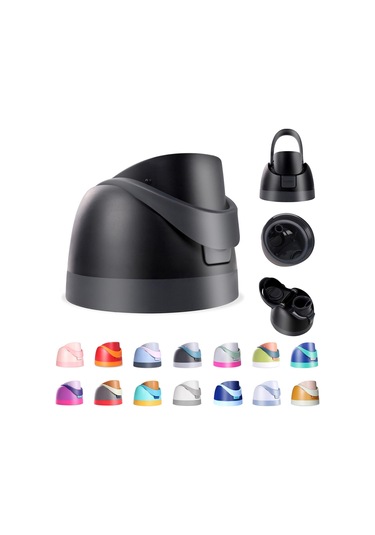 Geeroyoo Sıcak/soğuk İçecekler İçin防漏 Pp Materyal Su Bardakı Değişim Kapak 16/24/32/40 Oz Uyumlu, Tek Tuş Açılış, Siyah Siyah