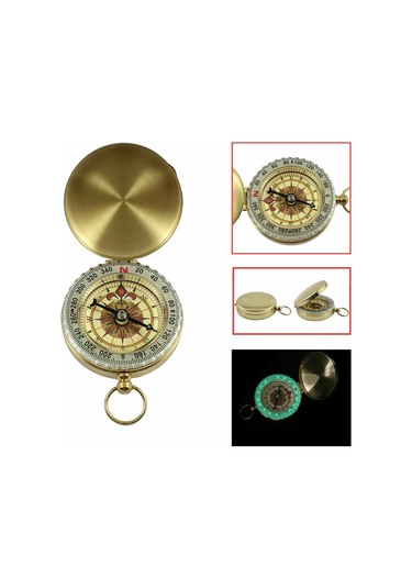 Dofolink Klasik Bakır Kasa Işık Veren Minyatür Pusula - Doğa Yürüyüşü, Kamp Ve Keşif İçin Taşınabilir Navigasyon Aleti