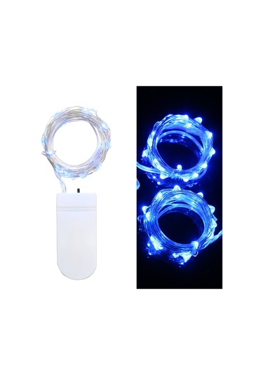 Hombey 2 Metre Mavi Led Işık Zinciri, Taşınabilir Bakır Tel, 20 Ledli, Ip65 Su Geçirmez, Pil Dahil Değil Mavi