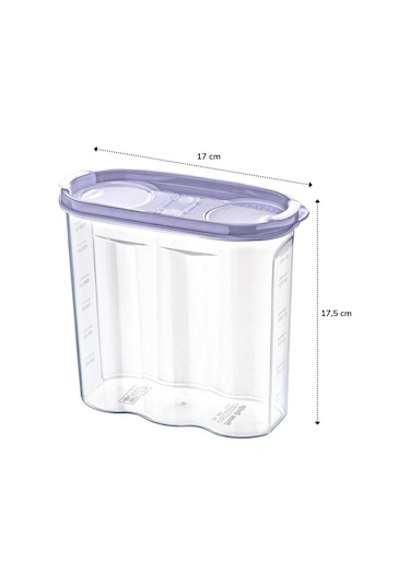 2 Kapaklı Ölçekli Erzak Kuru Gıda Saklama Kutusu Kabı - 1,7 Litre Diğer