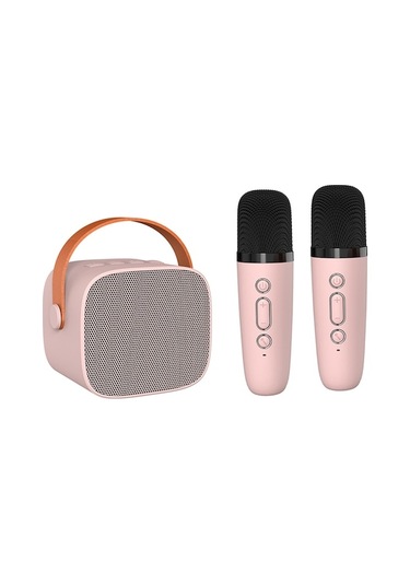 Kablosuz Mikrofonlu Mini Karaoke Hoparlör, Yetişkin Ve Çocuklar İçin Ev Partisi Eğlencesi - Pembe