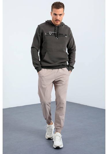 Tommy Life Haki Kanguru Cep Standart Kalıp Kapüşonlu Erkek Sweatshirt - 87883 Haki