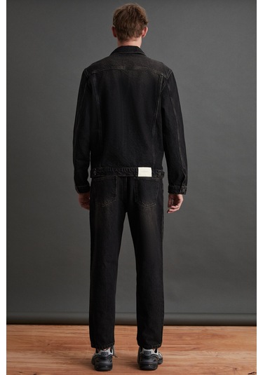 Jerıcho Erkek Rinse Denim Rahat Geniş Kesim %100 Pamuk Yüksek Kalite Kalın Dokulu Siyah Ceket