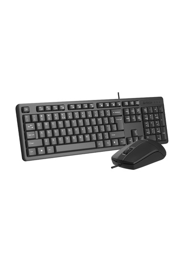 A4 Tech Kr-3330s, Siyah, Usb Kablolu, Türkçe Q, Multimedya, Klavye Mouse Set Optik