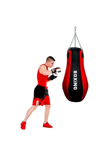 Spor Byfit Salon Tipi Özel Tasarım Armut Modelli Boks Torbası Kırmızı - Siyah