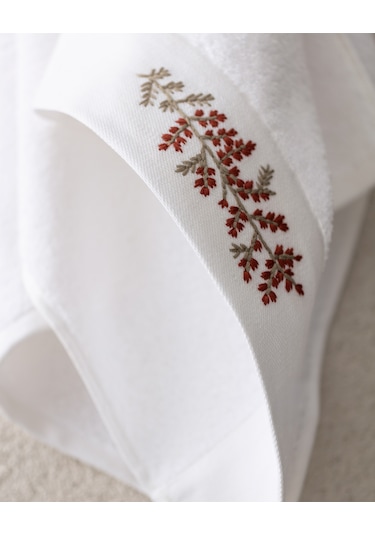 Slyvia Nakışlı %100 Pamuk Yüz Havlusu - Beyaz - 50x76 Cm 8684427212288 Beyaz