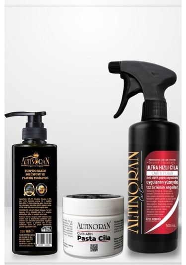 Altınoran Komple Araç Yenileme Seti - Çizik Giderici Pasta Cila, Ultra Hızlı Cila, Torpido Parlatıcı
