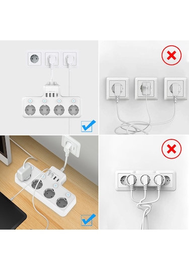 Cbtx 4000W 3 x USB, 1 x Type-C 8 in 1 Termal Akım Korumalı Priz 4'lü Beyaz