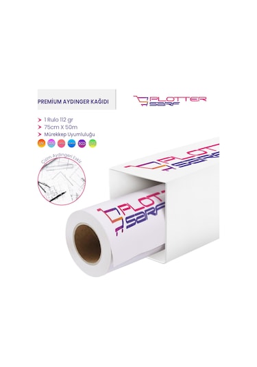 PlotterSarf® Plotter Aydınger Çizim Kağıdı 112gr Rulo 75cmx50mt