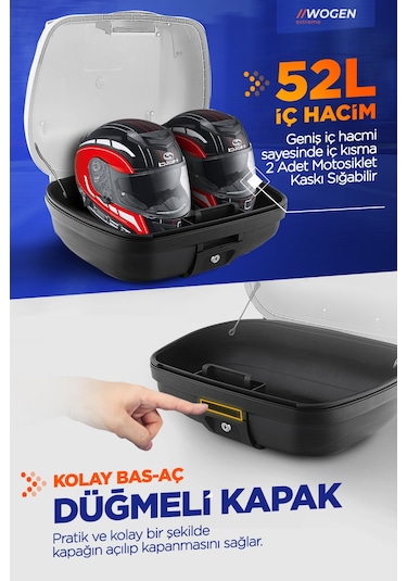 Wogen Wg52 Premium Arka Çanta 52 Litre Beyaz + Karbon Dizlik He Siyah
