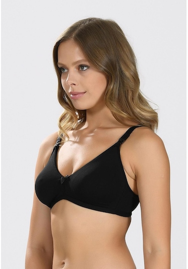 Kapbirtane Kadın Penye Balensiz Emzirme Likralı Sütyen 2013 - 1 Adet Siyah
