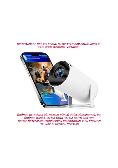 Magazashop HY300 UltraHD Projeksiyon Cihazı Beyaz