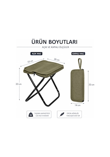 Katlanabilir Kamp Taburesi Argeus Pad Ultra Portatif Haki