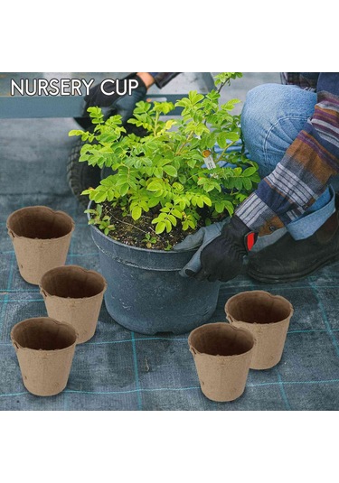 100 Adet Yuvarlak Parçalanabilir Hamur Turba Saksısı 8 X 8 Cm Bitki Fidanlığı Kupası