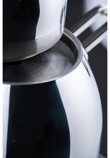 Acar Alexi Gümüş Orta Boy 0,80 /1 ,75 Lt Çelik Çaydanlık Takımı 0456 Gümüş