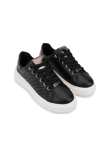 Tamer Tanca Kadın Suni Deri Siyah Sneakers & Spor Ayakkabı 1065 065 Bn Ayk Sk25-26 Sıyah/platın Siyah