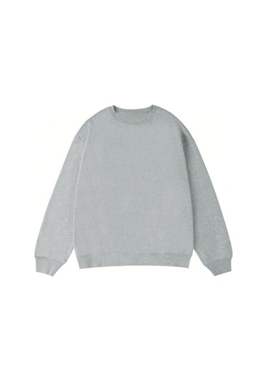 Santa Barbara Kışlık Kalın Sweatshirt - Gri Baskılı Oversize Kalın Kışlık Bisiklet Yaka Gri