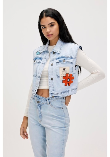 Joanne Ocean Blue Kadın Denim Yelek Açık Mavi