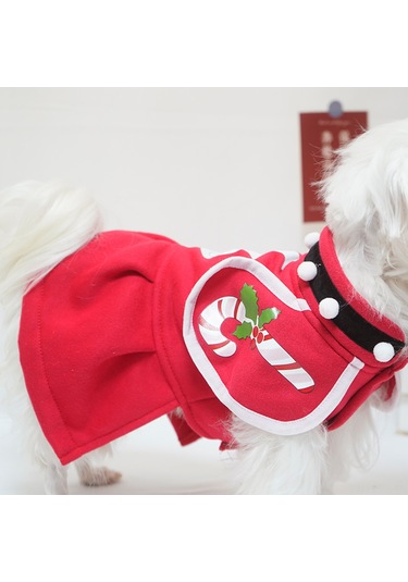 Vkemall Kırmızı Noel Köpek Mantosu, Polyester, L Beden Göğüs:48cm, Sırt:35cm, Boyun:36cm