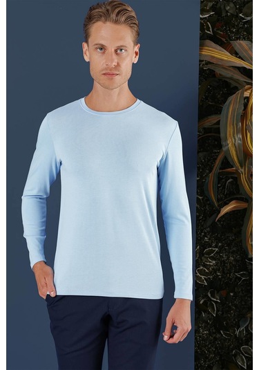 Ts 870 Slim Fit Mavi Spor T-shirt Mavi