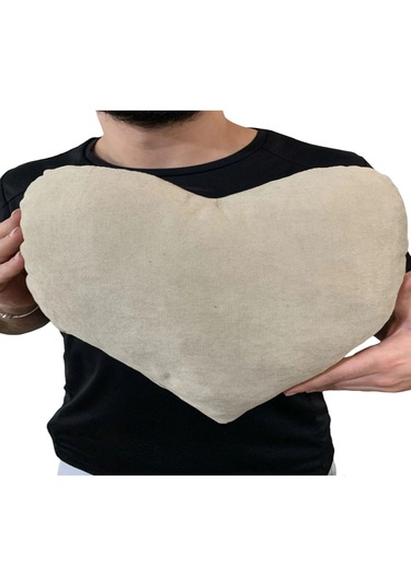 Ruxwoiw Kalp Yastığı %100 Pamuklu %100 Boncuk Elyaf - Bej