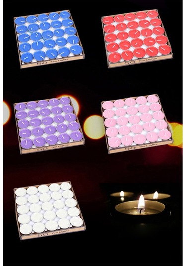 Çay Işığı Mumlar 50'li Pakette Kokusuz Tealight Mumlar Romantik Aşk Mumları Ev Dekorasyonu Düğün Doğum Günü İçin Toplu Mavi