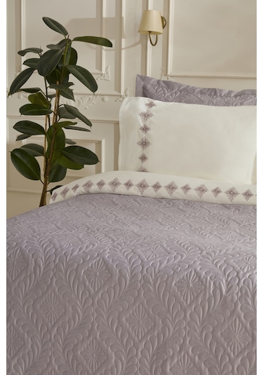 Karaca Home Glory Çift Kişilik %100 Pamuk 7 Parça Düet Set Pembe Lila