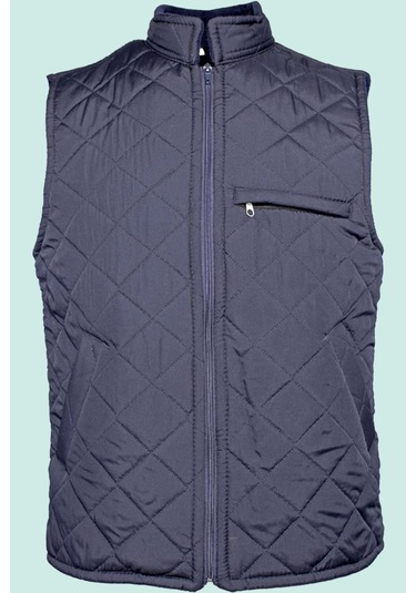 Kışlık Erkek Yelek Kapitone İş Güvenliği Micro Desenli Yeleği Çift Cepli İç Giyim Koruyucu Lacivert