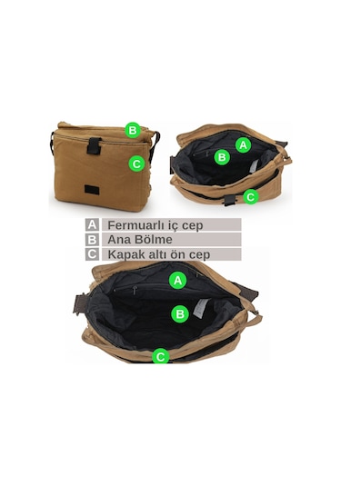 Old Cotton Cargo 7136 Camel 14 İnç Laptop Omuz Postacı Çantası Camel