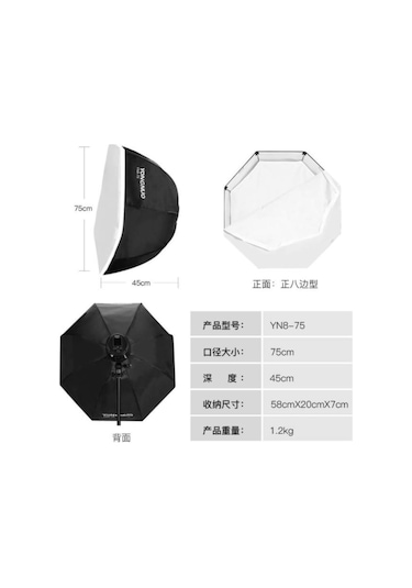 Yongnuo YN8-75 75 CM Sekizgen Bowens Mount Softbox