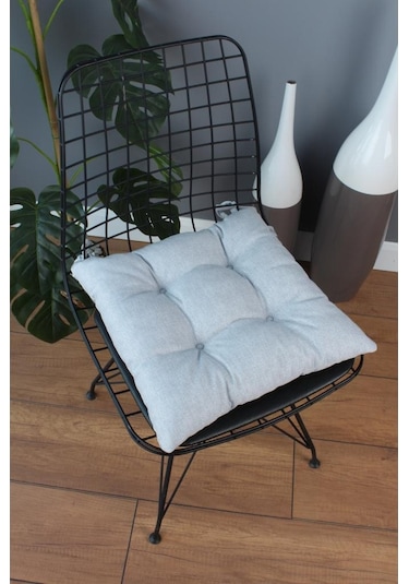 Altınpamuk Altınpamuk Beta Pofidik Gri Sandalye Minderi Bağcıklı 40X40Cm